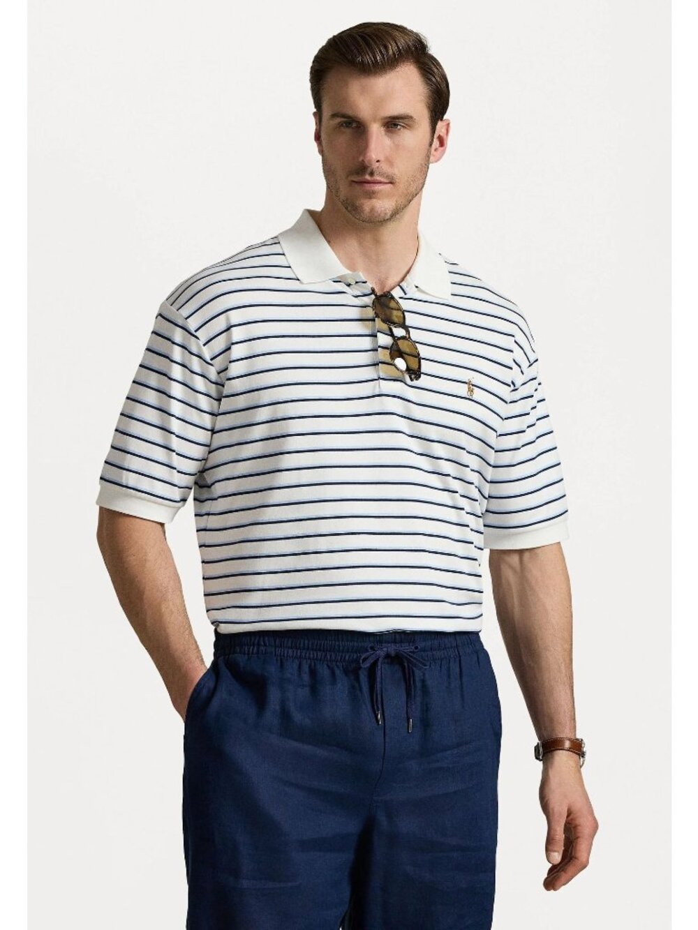 NWT Ralph Lauren Big & Tall Striped Soft Cotton Polo Shirt White Multi Size 3XB